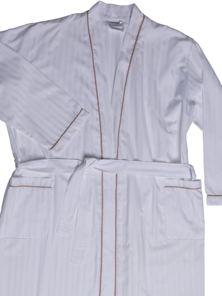 Kimono White Stone Corded Self Striped