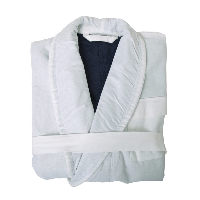 White Percale/ Navy Microfibre